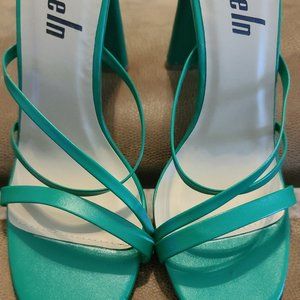 Green strappy heels